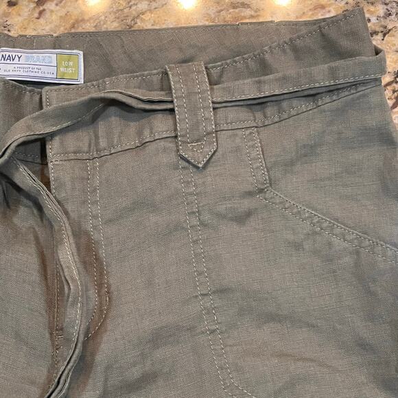 Old Navy Pants Womens 12 Olive Green Low‎ Waist Pant Woven 100% Linen Light - Picture 1 of 8
